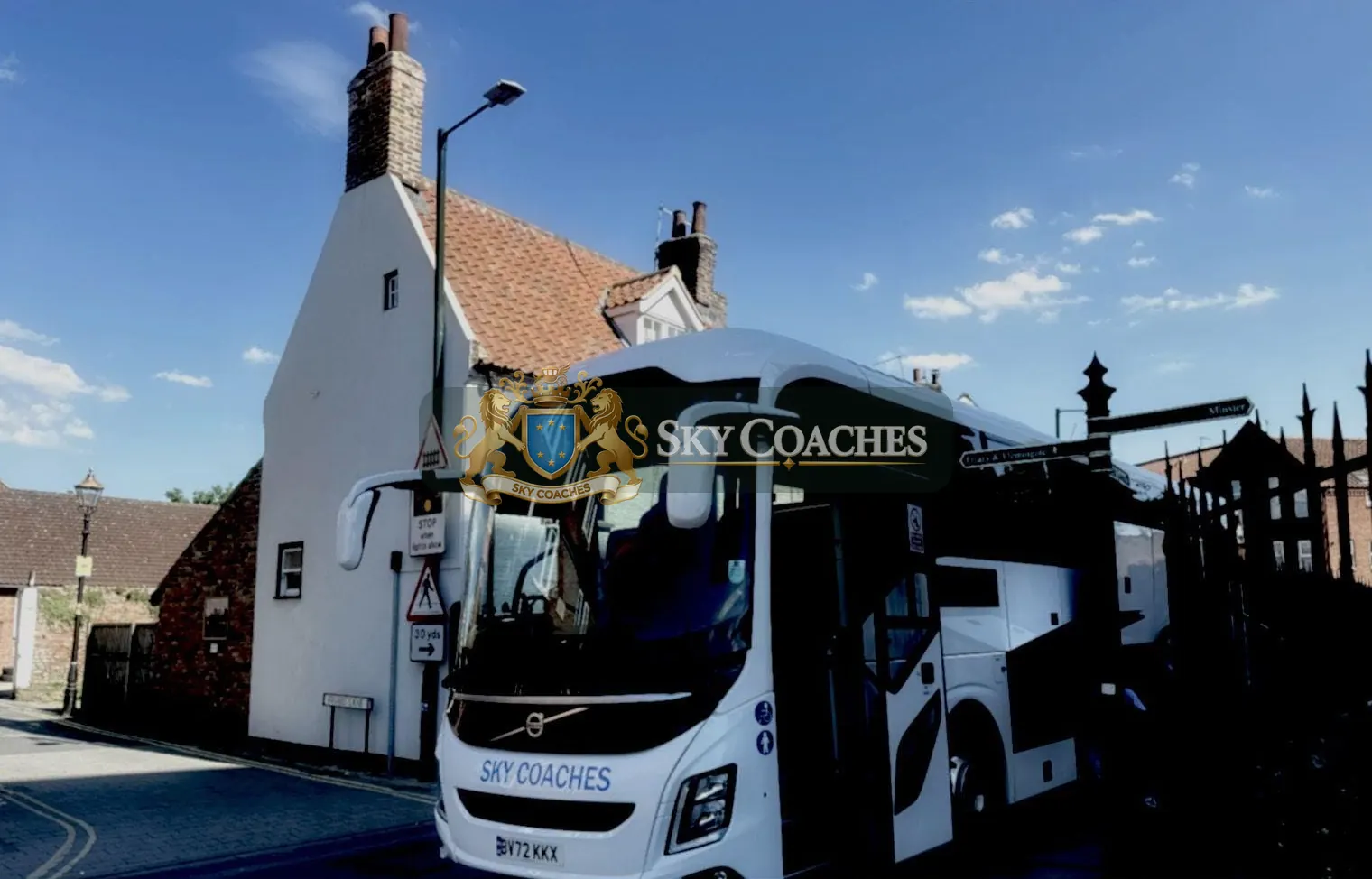 Sky Coaches Volvo coach in Beverley, England